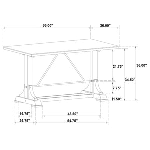 English Elm Tremont Genuine Marble Top Trestle Counter Height Dining Table Seats Six B062S01392