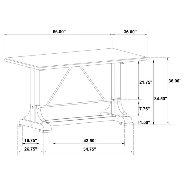 English Elm Tremont Genuine Marble Top Trestle Counter Height Dining Table Seats Six B062S01392