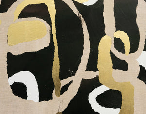 Sunpan FUN Art Diptych Set of 2 - 48" Black Floater Frame with Gold Leaf & Textured Canvas Elegance A0342