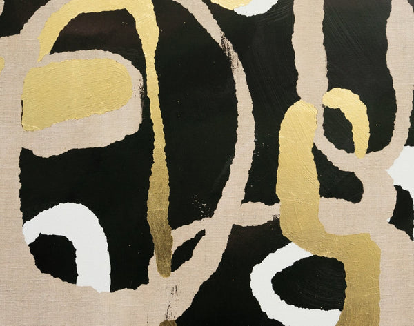 Sunpan FUN Art Diptych Set of 2 - 48" Black Floater Frame with Gold Leaf & Textured Canvas Elegance A0342