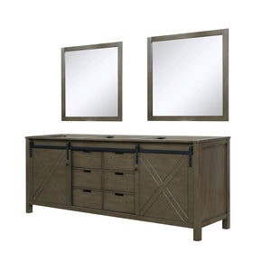 English Elm Rustic Double Bath Vanity 84" W x 22" D with Two Sinks, Mirror Set & Ample Storage, Fully Assembled B2731S00579