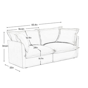English Elm Modern 2-Seat Slipcovered Sofa In Soft Chenille - Versatile, Comfy Couch For Small Spaces & Apartments W3041S00049