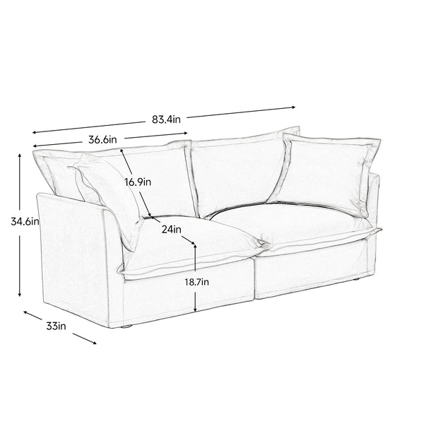English Elm Modern 2-Seat Slipcovered Sofa In Soft Chenille - Versatile, Comfy Couch For Small Spaces & Apartments W3041S00049