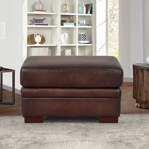 English Elm Brookfield Leather Ottoman with Transitional Design, Rounded Arms & Solid Wood Feet for Cozy Style B2705P211773