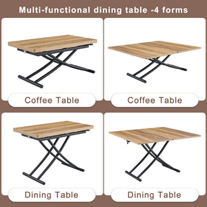 English Elm Table and Chair Set Adjustable Height Mdf Wood Grain Top with Four Pu Seats W1151S03996