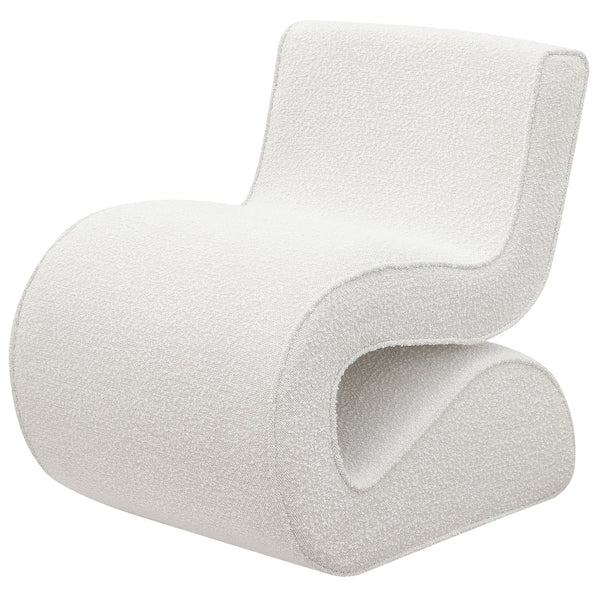 English Elm Austin Cream Bouclé Upholstered Armless Curved Chair — Sculptural Plush Accent Seat for Modern Homes B062P299954