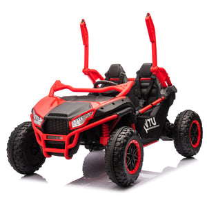 English Elm 24v Two Seater Kids Utv with Parental Remote Dual Motors Four Wheel Suspension Led Red W1578P198433