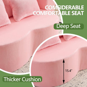 English Elm Queen Foldable Sofa Bed with Plush Chenille Cover, High-Density Foam Convertible Futon for Living Room Guest Room Bedroom Pink W1829P348205