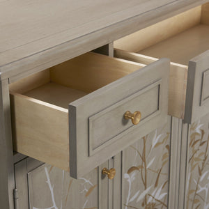 English Elm Jennifer Taylor Home - Dauphin Handpainted Entryway Storage Cabinet with Bamboo Motif, Grey Cashmere Wood, 46x20x46 B2719P238531