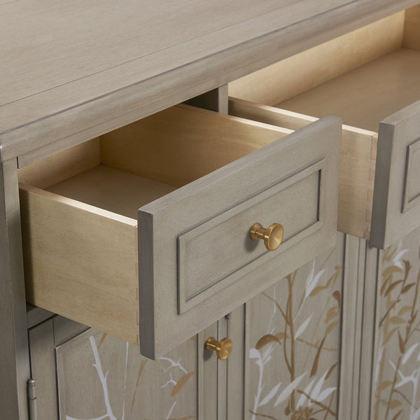 English Elm Jennifer Taylor Home - Dauphin Handpainted Entryway Storage Cabinet with Bamboo Motif, Grey Cashmere Wood, 46x20x46 B2719P238531