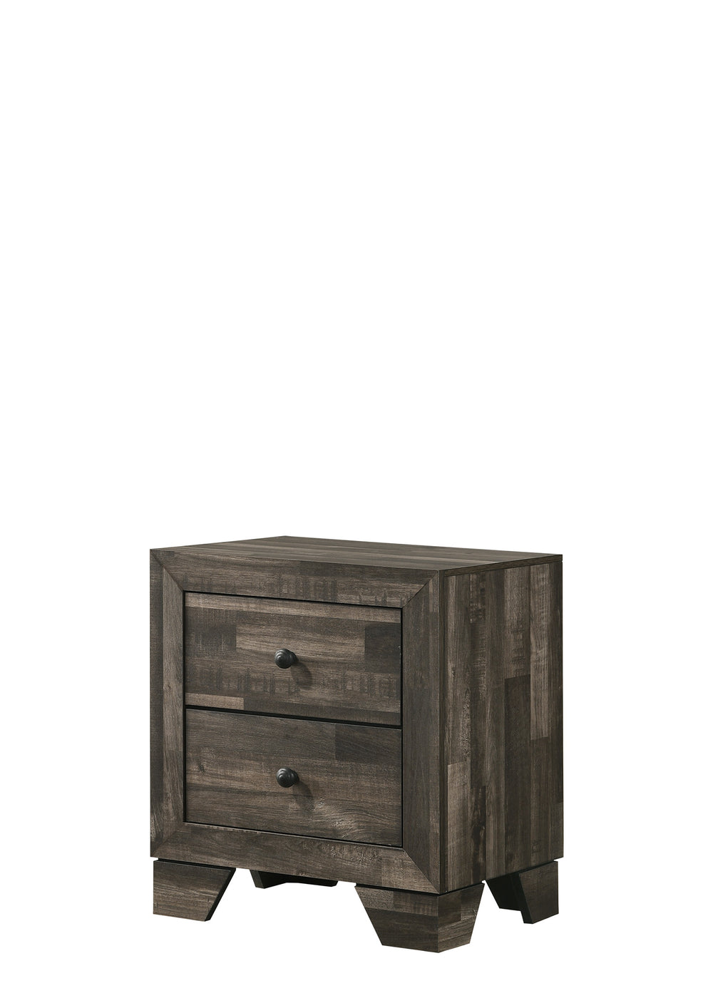 English Elm 1pc Rustic Two Drawers Nightstand Brown Gray Finish - Wooden Bedroom Storage Accent Table, 21.1x16.3x24" B011P331889