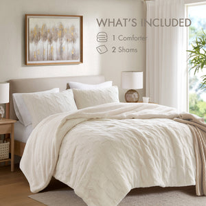 English Elm 3-Piece Queen Coverlet Set Matelassé Elegance with Two Shams — Soft Polyester-Rayon Texture, Durable Comfort Ivory 20.47 L x 13.78 W x 12.2 H B035P381301