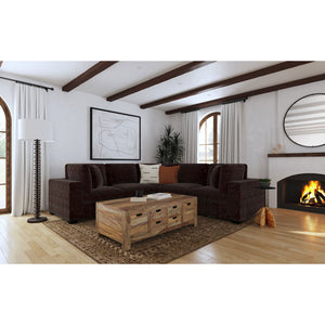 English Elm Murtagh Curved Modular Sectional Sofa with Deep Fabric Upholstery and Tapered Black Legs Chocolate B062S01583
