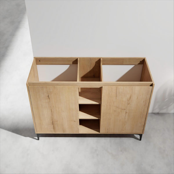 English Elm Soft Close Doors & Open Storage Rack, 48-Inch Freestanding Bathroom Vanity With Plywood Finish W999125009-GIGA