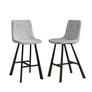 English Elm Modern Upholstered Gray Fabric Barstool with Black Metal Frame for Kitchen Island W5096P400393