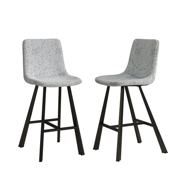 English Elm Modern Upholstered Gray Fabric Barstool with Black Metal Frame for Kitchen Island W5096P400393