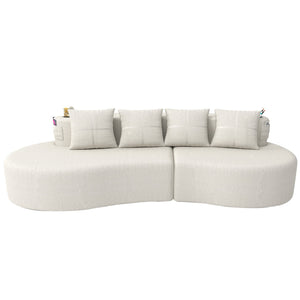 English Elm Modern Half Moon Chenille Sectional Three Seat Curved Sofa for Living Room or Apartment Beige W395P435337