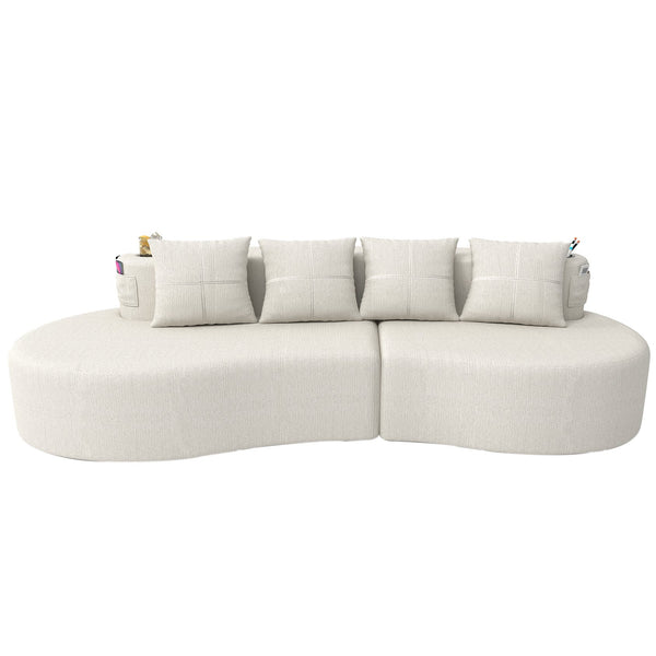 English Elm Modern Half Moon Chenille Sectional Three Seat Curved Sofa for Living Room or Apartment Beige W395P435337
