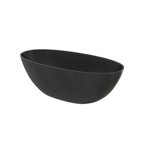 English Elm 65" Freestanding Soaking Bathtub Matte Black Stone Resin with Integrated Acrylic Shelf T3785P490210