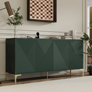English Elm Modern 60" Olive Green Sideboard with 4 Soft-Close Doors, Adjustable Shelves, 220lb Top Load Capacity W2696P279974