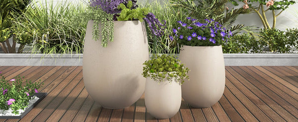 English Elm U_style Mgo Round Planter Set of Three Lightweight Pots for Patio and Indoor Decor N711P406658E
