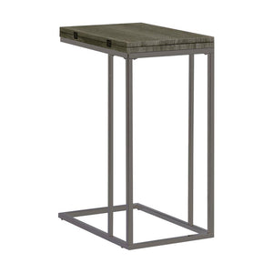 English Elm Expandable Weathered Grey C-Table with Fold-Out Top, Scratch-Resistant Laminate, Metal Base — Slim Space-Saver for Modern Living B016P381252