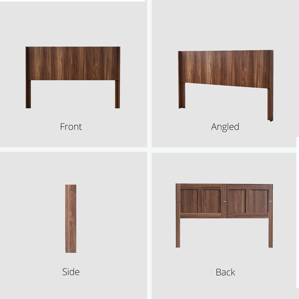 English Elm Wood Fluted Wingback Queen Headboard Wall Mounted Walnut Farmhouse Bedroom Accent W3520P327613