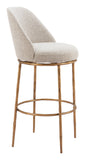 Nordhavn Swivel Barstool Beige & Gold 110271 Zuo Modern