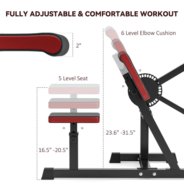 English Elm Soozier Plate Loaded Preacher Curl Bench with Adjustable Seat for Home Gym Training W2225P229140