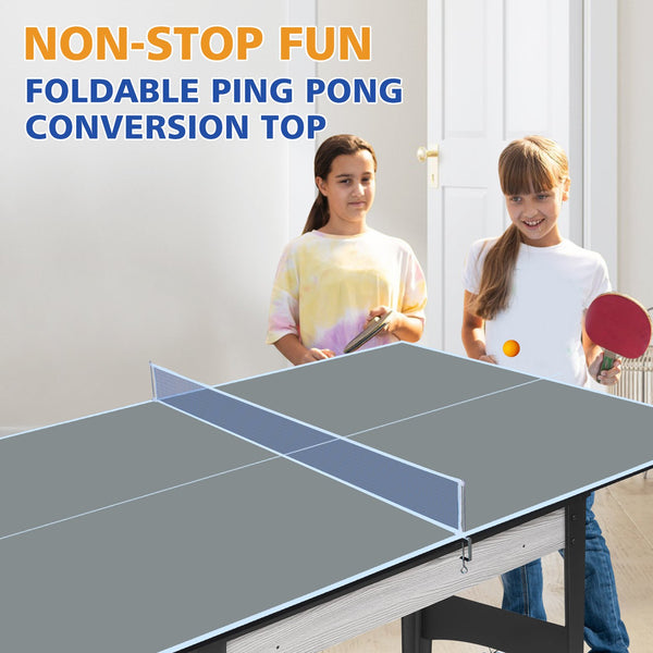 English Elm 6*3ft Foldable Mdf Ping Pong Conversion Top for Indoor Game Room Practice Grey W1408P318966