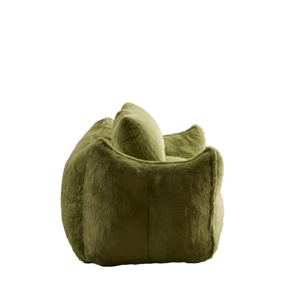 English Elm Giant Ultra Soft Fluffy Loveseat Bean Bag Sofa for Adults, Oversized Shredded Foam Couch with Pillows Green W3723P353897