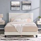 Findlay Plush 3D Upholstered Platform Bed In White Dove,Queen