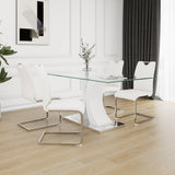 5-Piece Glass Dining Set: Table, 4 Chairs, Electroplated Legs