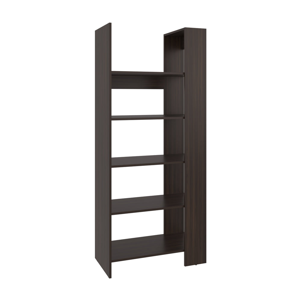 English Elm Woodstock Tall Walnut Bookcase with Two-Tone European Ash Accents – Slim 4-Shelf Vertical Storage Unit B070P368069