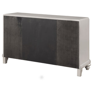 English Elm Mendelsohn Metallic Platinum Mirrored 5-Drawer Server with 2 Doors — Glam Art Deco Sideboard, Storage B062P353469