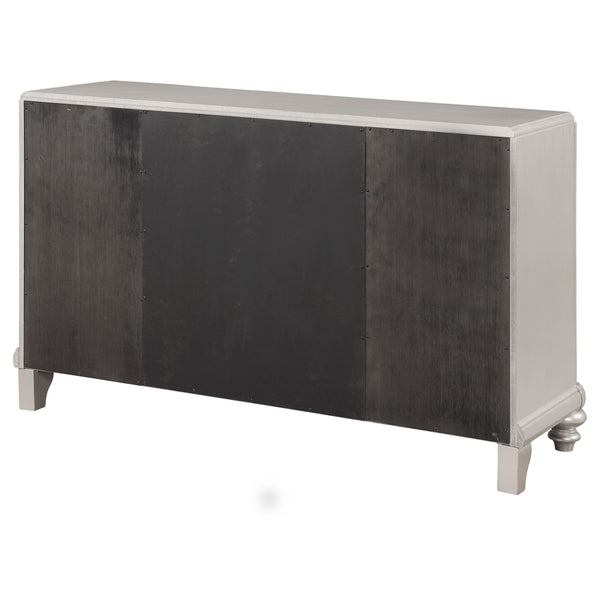 English Elm Mendelsohn Metallic Platinum Mirrored 5-Drawer Server with 2 Doors — Glam Art Deco Sideboard, Storage B062P353469