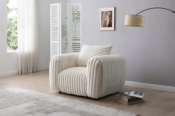 English Elm Cancun White Boucle Upholstered Chair G00932A-C — Plush Cushioning, Support Pillow, Durable Frame B078S00626