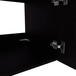 English Elm Bathroom Sleek Single-Door Vanity with Integrated Sink — Modern Minimalist Engineered Wood Storage, Durable & Eco-Friendly Black 26.38 L x 22.44 W x 11.42 H B097P296811