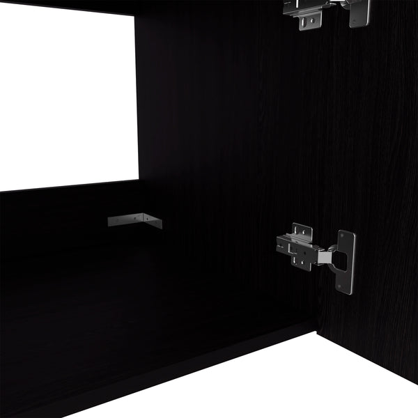 English Elm Bathroom Sleek Single-Door Vanity with Integrated Sink — Modern Minimalist Engineered Wood Storage, Durable & Eco-Friendly Black 26.38 L x 22.44 W x 11.42 H B097P296811