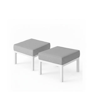 English Elm Set of 2 Powder-coated Aluminum Outdoor Ottomans with Uv-resistant Cushions White B082P454987