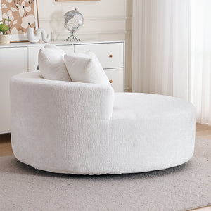 English Elm Round Swivel Barrel Chair Plush Chenille Upholstery Cozy Accent Seat for Any Room Beige W2915P338892