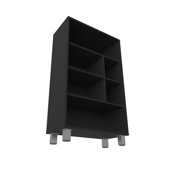 English Elm Charco Three-Shelf Bookcase Melamine, Scratch-Resistant Compact Storage for Living Room or Office Decor Black 37 L x 25.2 W x 2.8 H B128P244990
