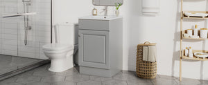 English Elm [video] 20 Inch Freestanding Bathroom Vanity with Ceramic Sink Soft Close Cabinet Gray N759P237946E