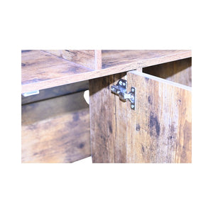 English Elm Rustic Wooden Cat Litter Box Enclosure with Scratching Mat, Rustic Brown Industrial Cat Hideaway 31.9"x17.7"x31.4" W1412P271588