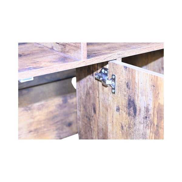 English Elm Rustic Wooden Cat Litter Box Enclosure with Scratching Mat, Rustic Brown Industrial Cat Hideaway 31.9"x17.7"x31.4" W1412P271588