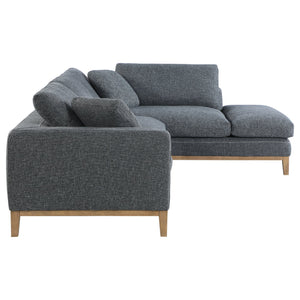 English Elm Harlan Mid-Century Grey L-Shape Sectional Sofa with Wooden Platform Base, Plush Upholstery & Pillows B062S01154