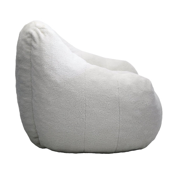 English Elm Bean Bag Chair Oversized Faux Fur Memory Foam Lounge Seat for Dorm or Living Room White W2200P243723