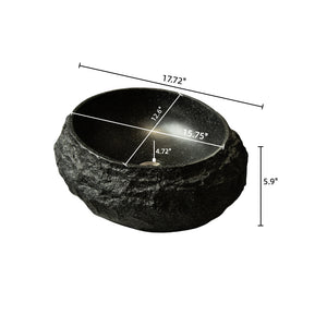 English Elm Luna 18" Bathroom Sink Irregular Oval Resin Vessel with Stone Pattern Artistic Durable Finish Dark Gray W2615P346505