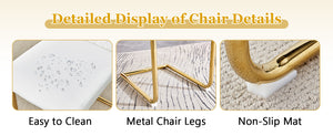 English Elm Table and Chair Set 8 Seater Oval Glass Dining with Glamorous Gold Base Modern Luxe Transparent,White+Gold W1151S04725