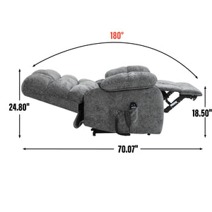 English Elm Lift Power Recliner Chenille Chair Dual Motor Massage Heat 350 Lb Capacity Living Room Grey W3224P288618